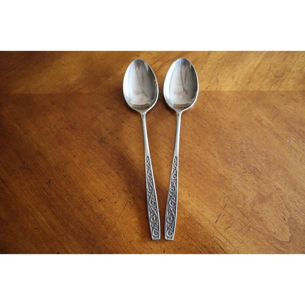 Lot 2x Imperial International IIC DAVOS Stainless Solid Serving Spoons 8.7